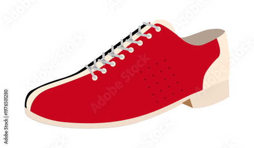 Bowling sneaker shoe flat. Bright playful footwear for leisure, arcade, themed party outfit, man woman unisex. Technical fashion illustration, CAD mockup, smooth vector isolated trendy style.