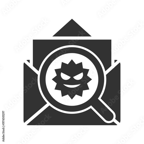 インターネットウイルス感染虫眼鏡診断アイコン｜マルウェア・セキュリティリスク