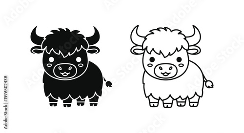 Cute Cartoon Yaki Bulls - Adorable Yakiniku Cow Designs Vector