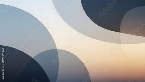 Abstract Sunset Circles Overlapping Canvas Background.