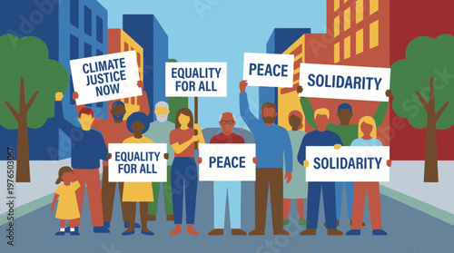 Group of Protesters Holding Signs