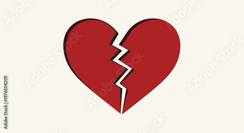 Broken heart symbol with crack.