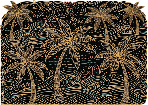 Brown Palm Tree Pattern Design.