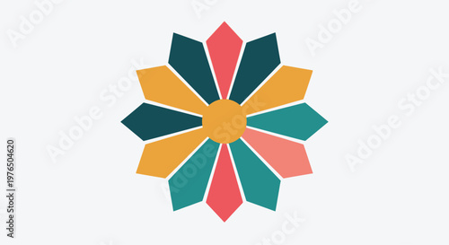 Colorful Geometric Flower Design Element.