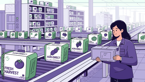 Woman working in a food processing and packaging facility.