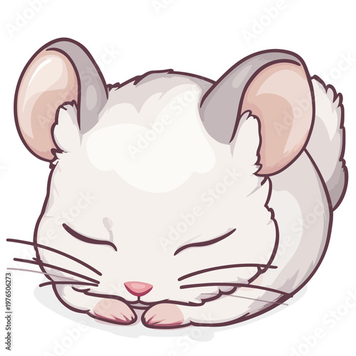 A cute, sleeping rodent with closed eyes and soft, fluffy fur, depicted in a digital illustration style