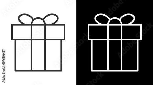 Gift White Icon Set Vector 