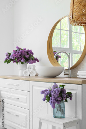 Interior of bathroom with s...