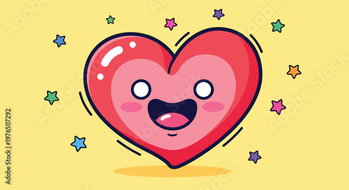 Smiling Heart with Starry Eyes Shining.