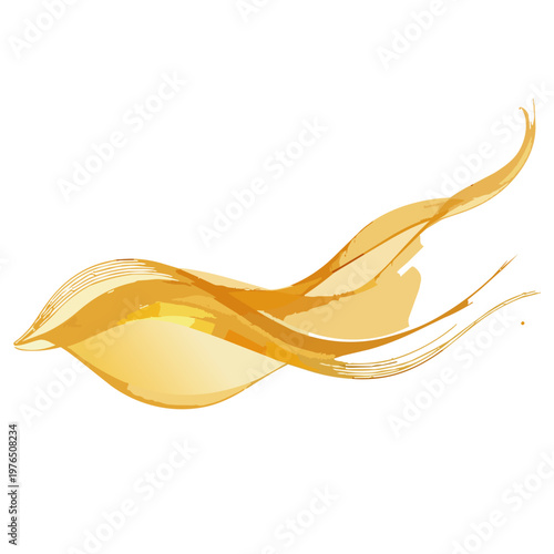 黄金の風をイメージした抽象的なラインイラスト