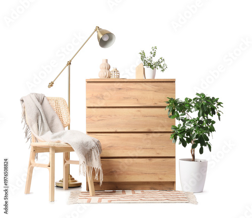 Chest of drawers with chair...