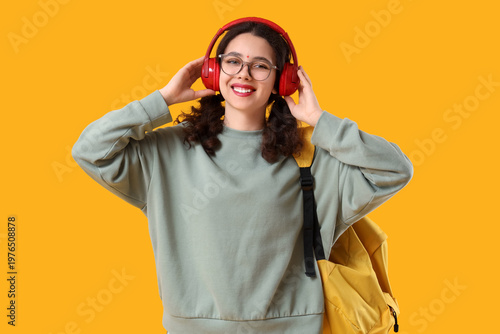 Female Indian student in he...