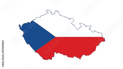 Map of Czech Republic with flag colors on a white background