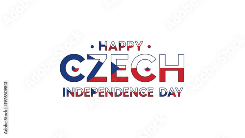 Colorful text graphic celebrating Czech Independence Day with patriotic typography on a white background.
