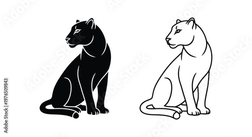 Black and White Lion Comparison Icons Vector