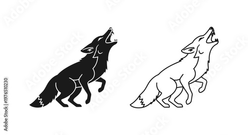 Howling Wolves Art Striking Canine Illustration Vector