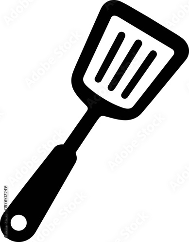 A simple and clean illustration of a kitchen spatula, representing cooking, frying, and food preparation. The minimal design makes it ideal for culinary content, kitchen branding, recipes
