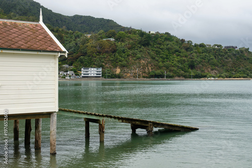 The Skerrett Boat Shed is considered to be the oldest boat shed on the Wellington Harbour still in its original condition, and has been a prominent landmark in Lowry Bay since around 1906 - Wellington
