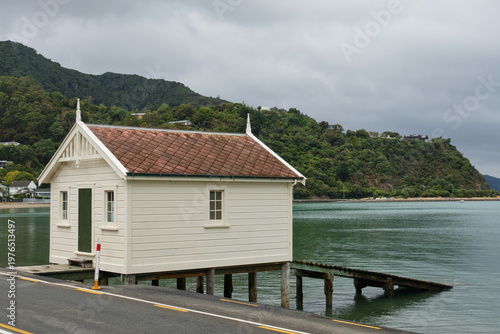 The Skerrett Boat Shed is considered to be the oldest boat shed on the Wellington Harbour still in its original condition, and has been a prominent landmark in Lowry Bay since around 1906 - Wellington
