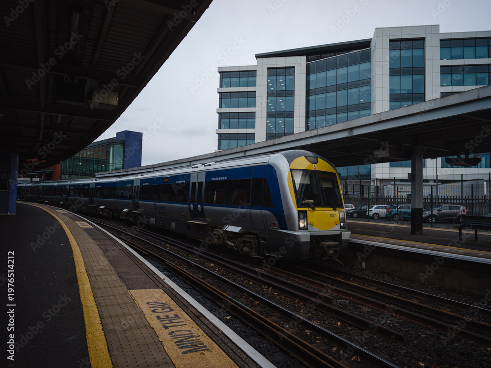 Naklejka premium Belfast, Northern Ireland, United Kingdon, 30th October 2025, Class 4000 at Lanyon Place railway Translink station
