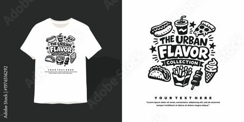 Urban Flavor Fast Food Doodle T-Shirt Design