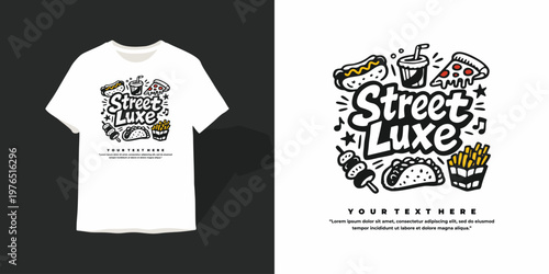 Street Luxe Food Doodle Graphic for T-shirt Design