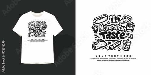 Metropolitan Taste Street Food Doodle T-shirt Design