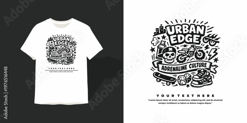 Urban Edge Adrenaline Culture Streetwear Doodle T-shirt Design