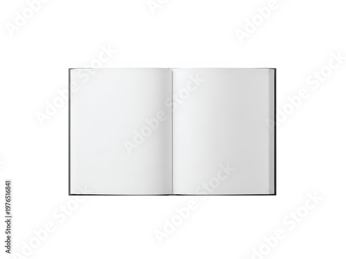 Clean and minimalist open blank notebook pages ideal for writing or sketching, perfectly isolated on transparent background