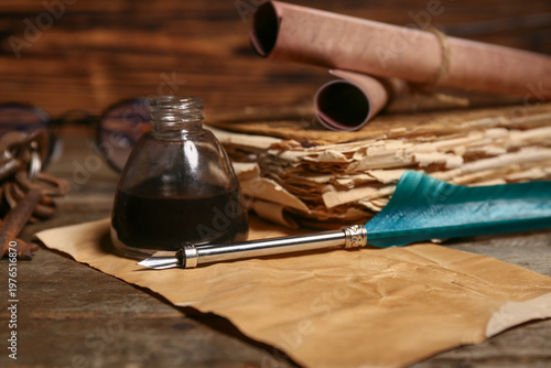 Old book with nib pen, inkw...