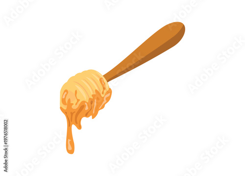 Honey dipper. Simple flat illustration.