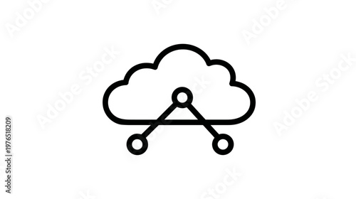 Cloud Computing Network Icon with Data Connections - Technology, Storage, and Online Service Concept