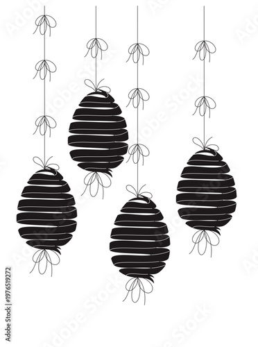 A fun Easter ribbon garland with ribbon Easter eggs. Vector illustration