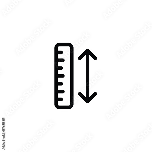 Ruler with double arrow indicating height measurement or size comparison