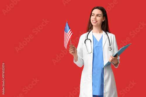 Young female doctor with US...