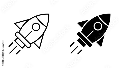 Rocket icon set. Launch rocket icons. Editable web icons startup. Vector illustration.