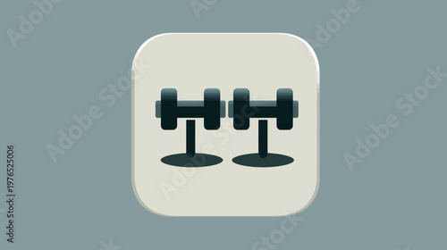 Two black dumbbells icon for fitness, exercise, and workout routines. Weightlifting equipment for gym training and strength.