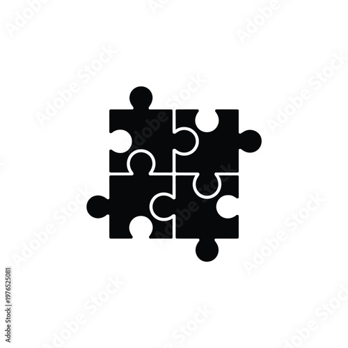 Four interlocking black puzzle pieces forming a square shape