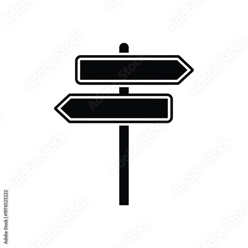 Simple black signpost illustration with two directional arrows pointing right