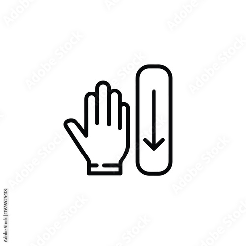 A hand stopping a downward arrow within a rectangular frame