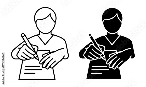 Work activities icon outline and glyph for professional data entry
