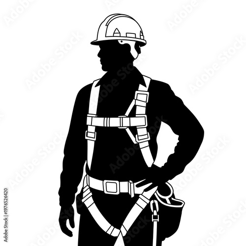 silhouette of a half body construction worker