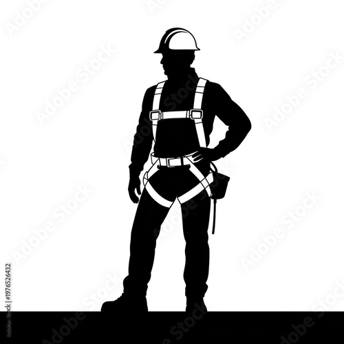 silhouette of a construction worker standing full body