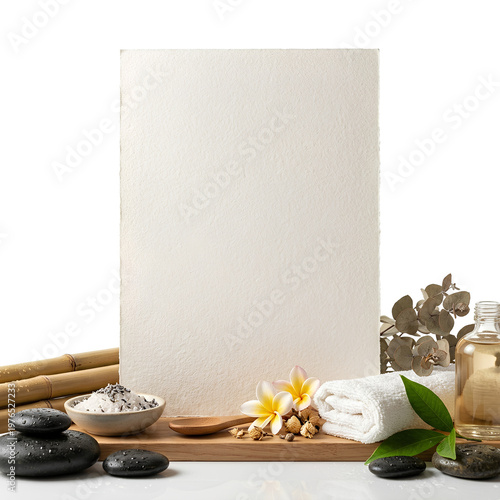 Spa treatment arrangement with blank space for text.