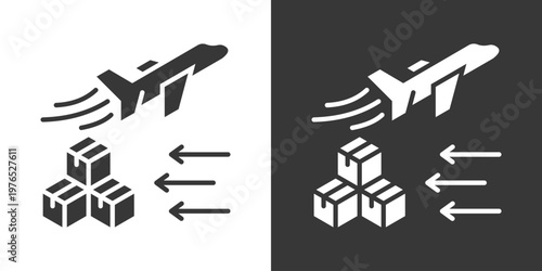 Air Import Icon Set Vector Collection Isolated In Black And White