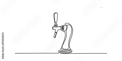 A continuous single line drawing of a beer tap handle isolated on a plain white background area Vector, illustration