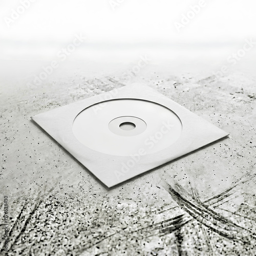 Square white drain cover on a concrete surface centered.
