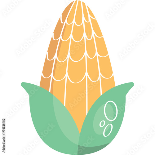 Corn Cob Vegetable Flat Illustration Icon