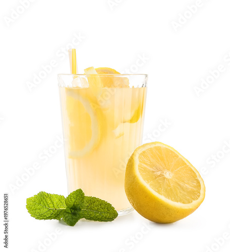 Glass of fresh lemonade wit...
