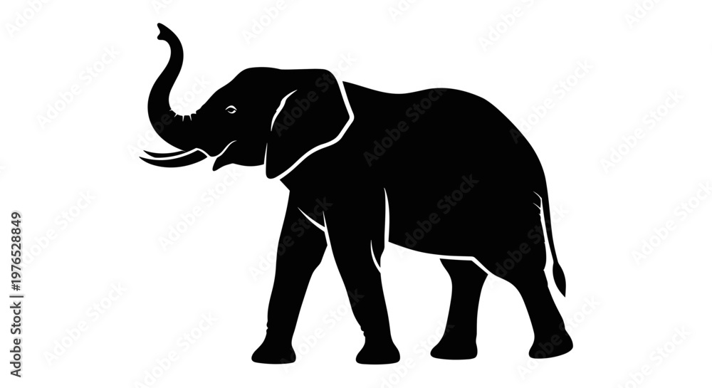 Fototapeta premium Black Elephant Silhouette Walking 2.